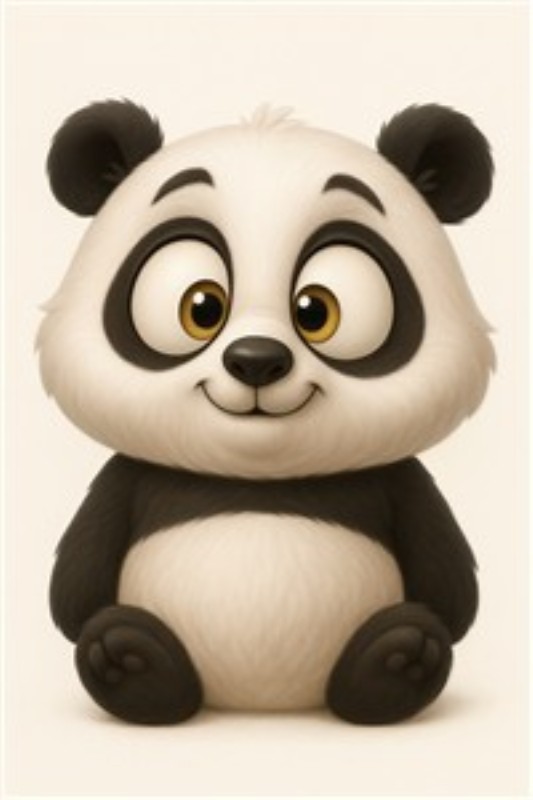 Venlig panda til børneværelset - Denne charmerende panda med store øjne og et sødt smil bringer varme og glæde ind i ethvert rum. Den perfekte dekoration til børneværelset, der skaber en legende og tryg atmosfære.