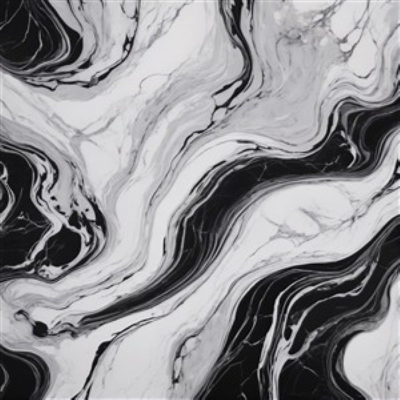 Elegant Sort-Hvid Marmorering i Abstrakt Design - Oplev skønheden i dette elegante abstrakte kunstværk, der blander bølgende sorte og hvide marmormønstre. Dette visuelle mesterværk tilføjer en sofistikeret touch til ethvert rum, perfekt til at skabe en moderne atmosfære.