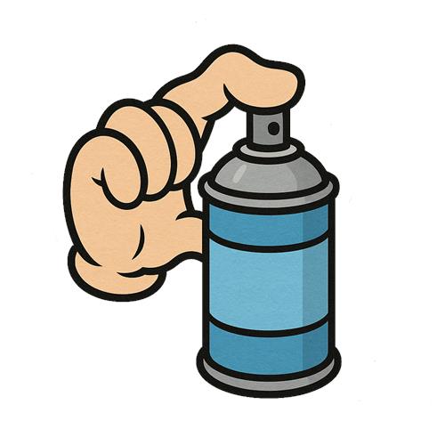 Spraymaler med blå spraydåse