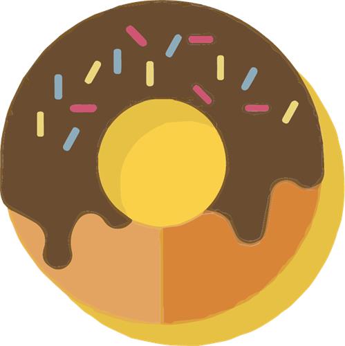 Farverig donut med chokolade og slik
