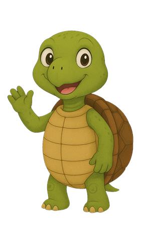 Venlig Skildpadde Med Vinkende Hånd