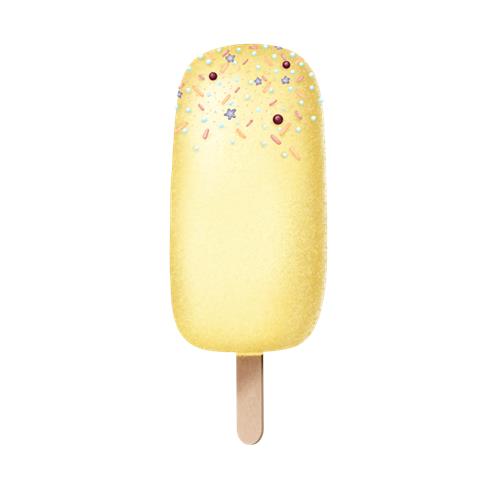 Lækker is med gule toppings