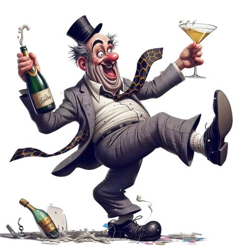 Festlig Klovn med Champagne