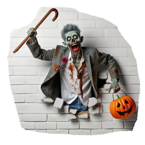 Zombie med græskar i Halloween-tema