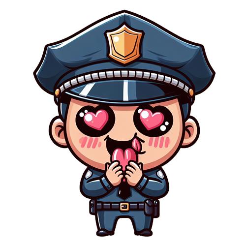 Kawaii Politimand med Hjerteøjne