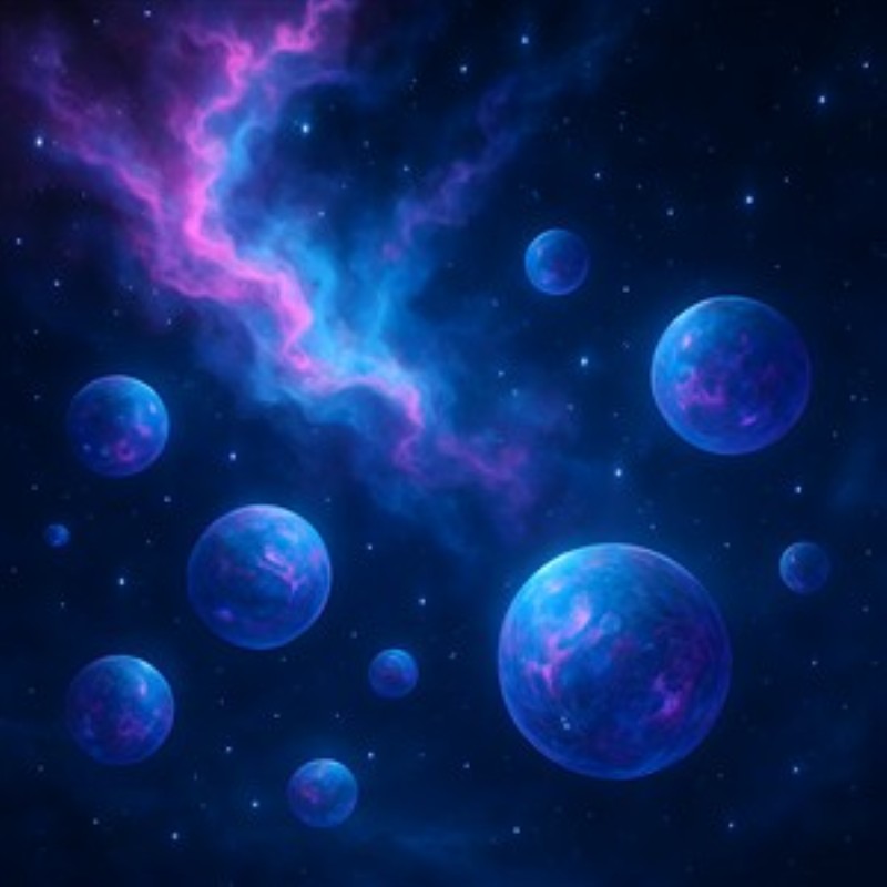 Fantasifuld Galakse med Nebula og Planeter - Oplev bidraget af en fantastisk galakse, hvor farverige planeter svæver majestætisk blandt en storslået nebula. Denne plakat vil bringe stjernerne tættere på dit hjem og skabe en drømmende atmosfære.
