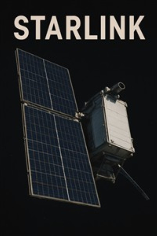 Starlink Satellit: Rummet Kirker - Oplev den imponerende Starlink-satellit svævende i rummet, hvor solpanelerne fanger solens stråler. Dette motiv bringer en følelse af teknologi og fremtid til dit hjem, perfekt til den moderne indretning.