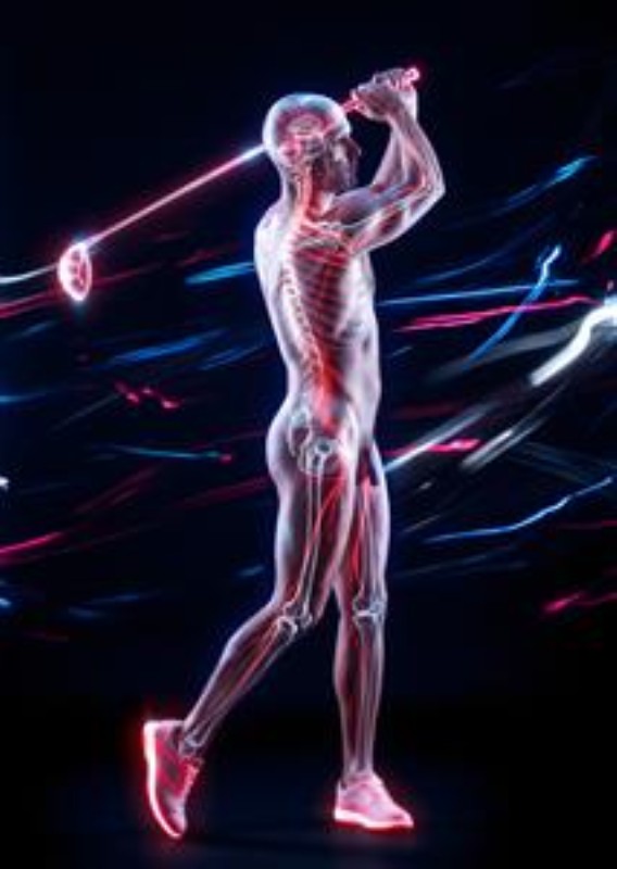 Golfens Krop: Anatomisk Kunstværk - Oplev den dynamiske skønhed i golf med denne betagende anatomiske illustration. Den lysende fremstilling af en golfspiller i aktion viser muskel- og skeletsystemer med en imponerende bevægelseseffekt og farver, der tilføjer liv til ethvert rum.