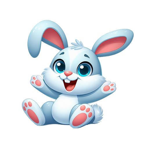 Sød blå kanin med store øjne